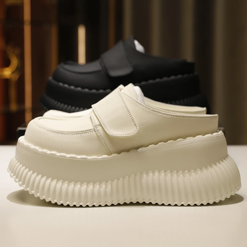 松糕跟包头松糕底纯色时尚休闲鞋白色外穿英伦时尚夏季凉拖半拖