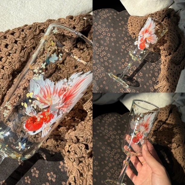 《樱霙》｜孤品｜高硼硅手绘玻璃高脚杯酒杯茶杯闻香