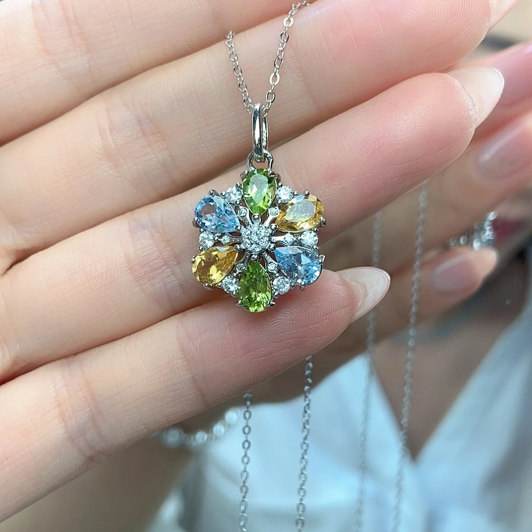 项链银S925镶嵌橄榄石