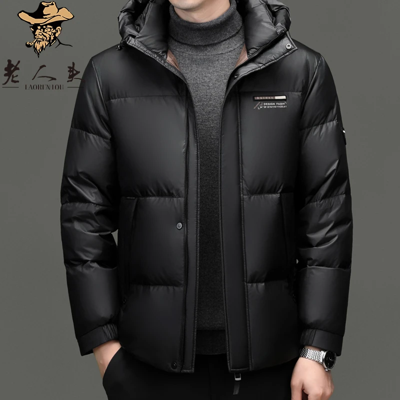老人头男士高档连帽保暖防寒羽绒服冬季新款时尚潮流休闲百搭外套