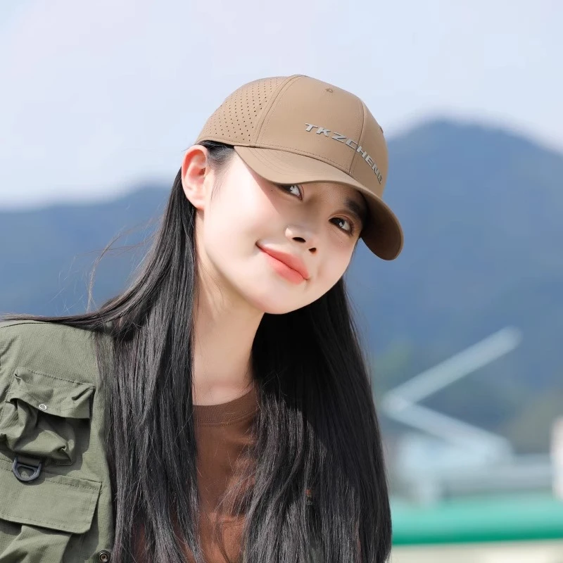 高端网眼透气帽子男女同款时尚防泼水速干鸭舌帽硬顶棒球帽时尚款
