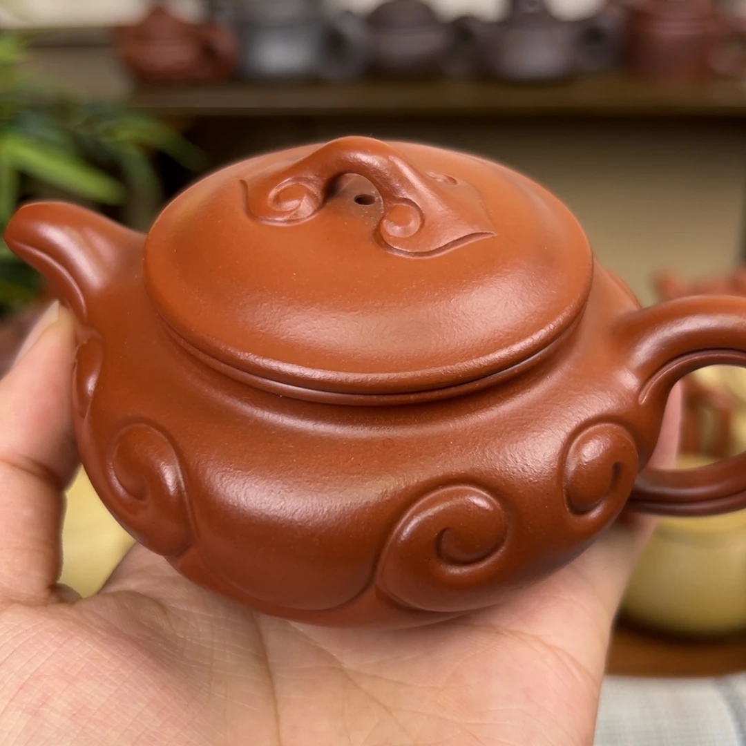 y***.紫砂茶壶紫砂壶仿古如意朱泥150cc微瑕