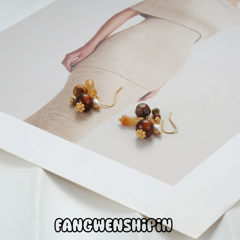 铜合金树脂耳饰 【镀K金】【925银针】耳环4312