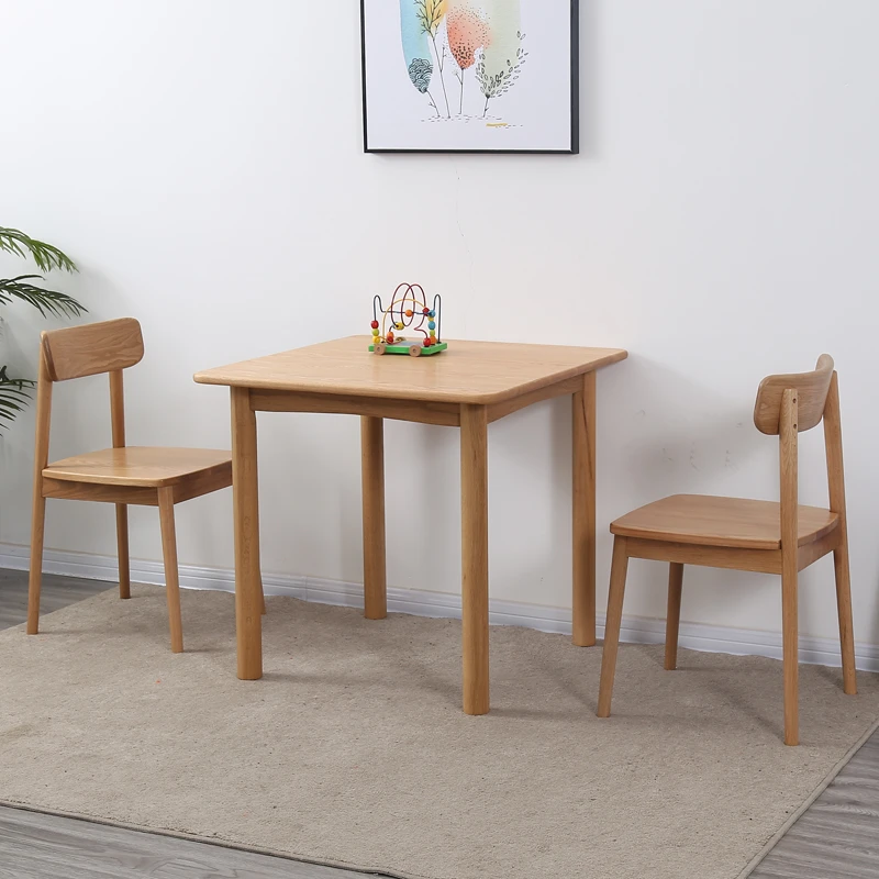 【红橡木】【圆柱腿】纯实木方桌长桌餐桌电脑桌书桌木蜡油涂装02