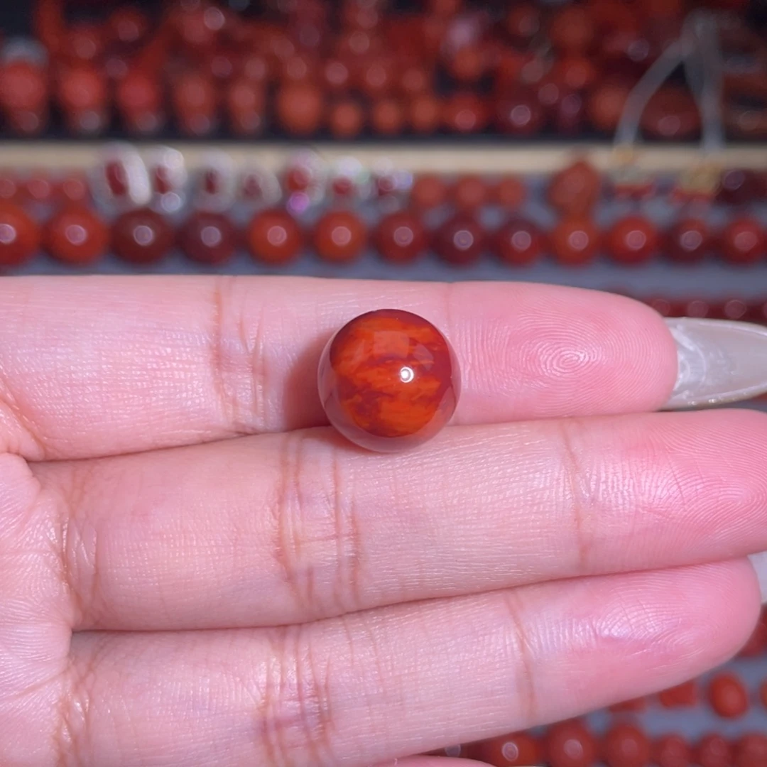 未镶嵌瓦西火焰圆珠12.3mm 南红玛瑙