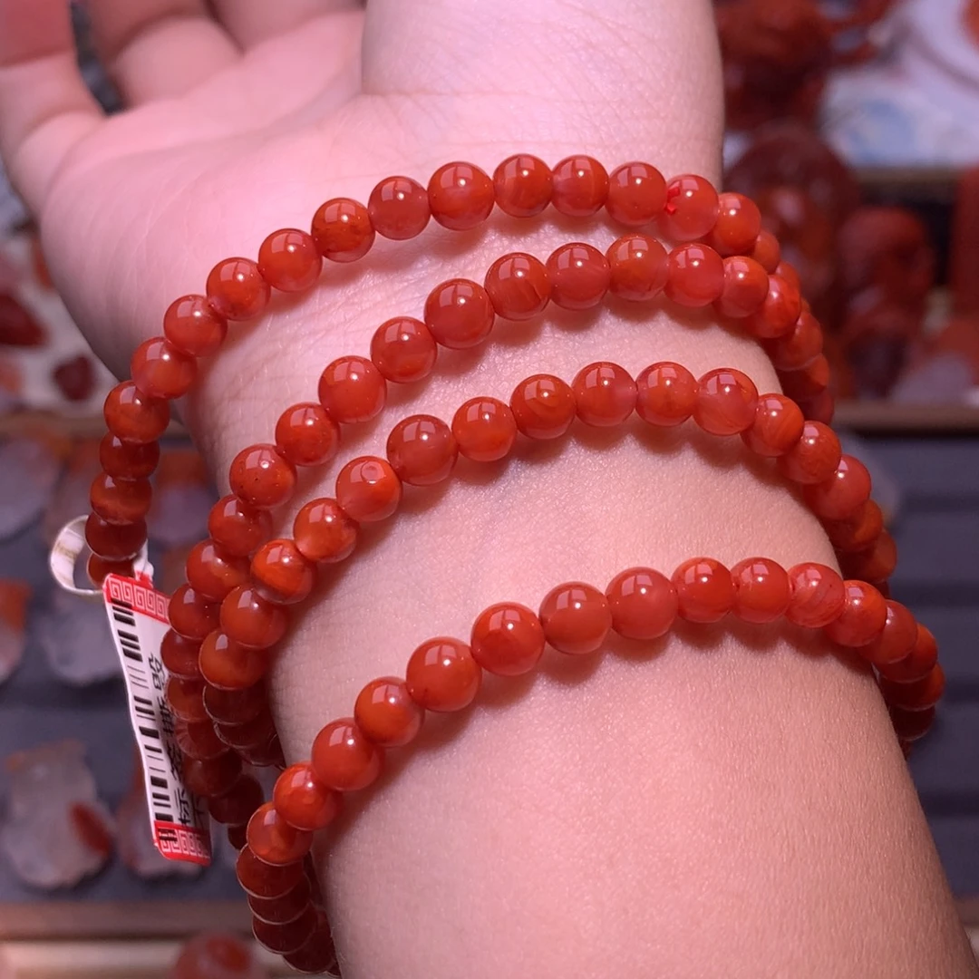 南红玛瑙未镶嵌珠宝半成品满色多圈