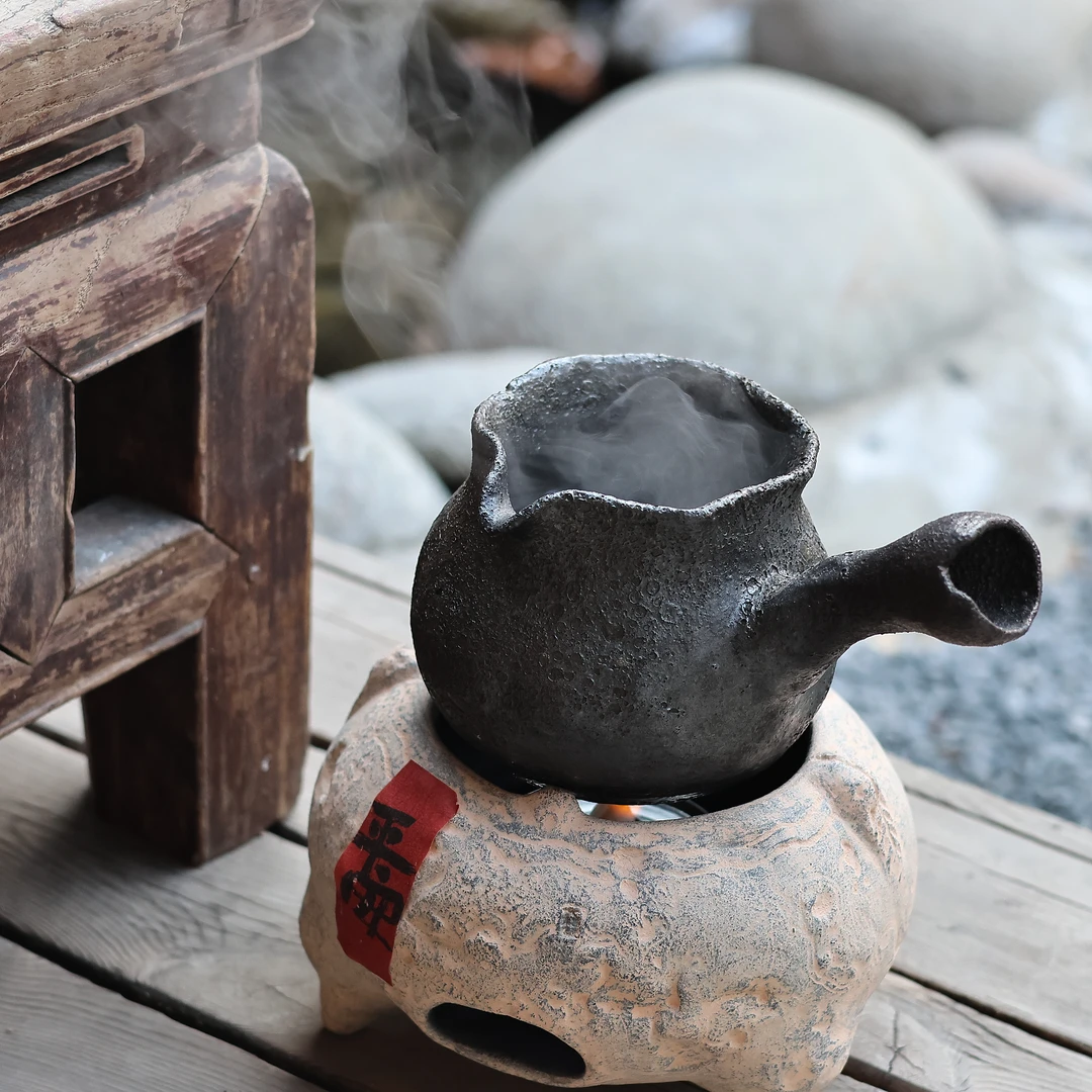 【柿间浅憩】全手工*柴烧*烤茶罐*茶道零配（350ml）
