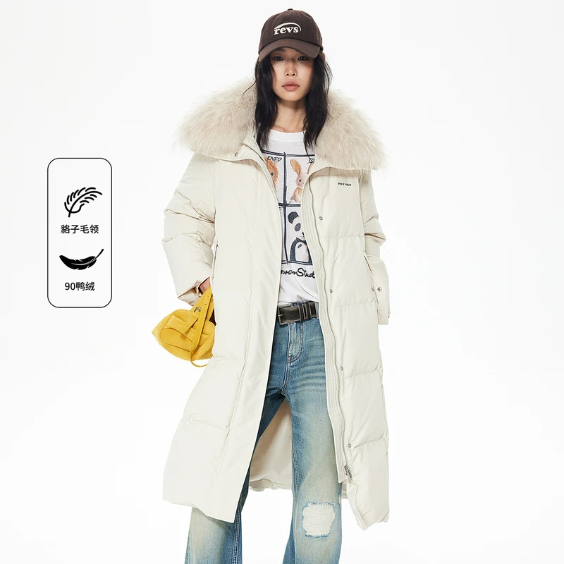 【小欧包系列】REVAN芮范质感貉子毛领羽绒服RL90503579