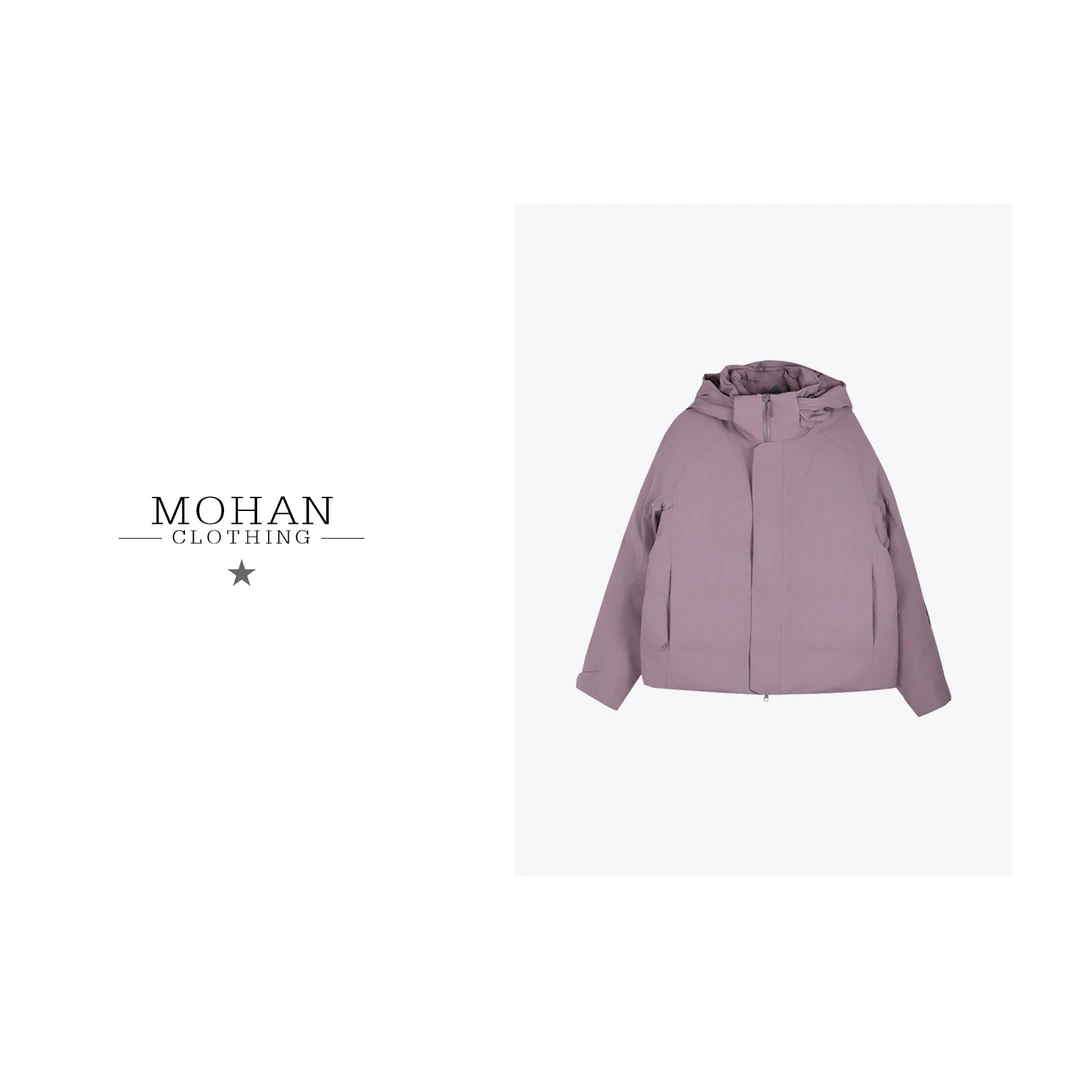 冬季高级感连帽纯色羽绒服冬季中长款鹅绒服WJG0779