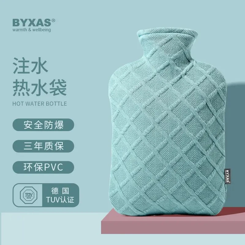 洛诺免德国品质热水袋注水暖水袋毛绒暖手宝保暖北欧款防爆手袋