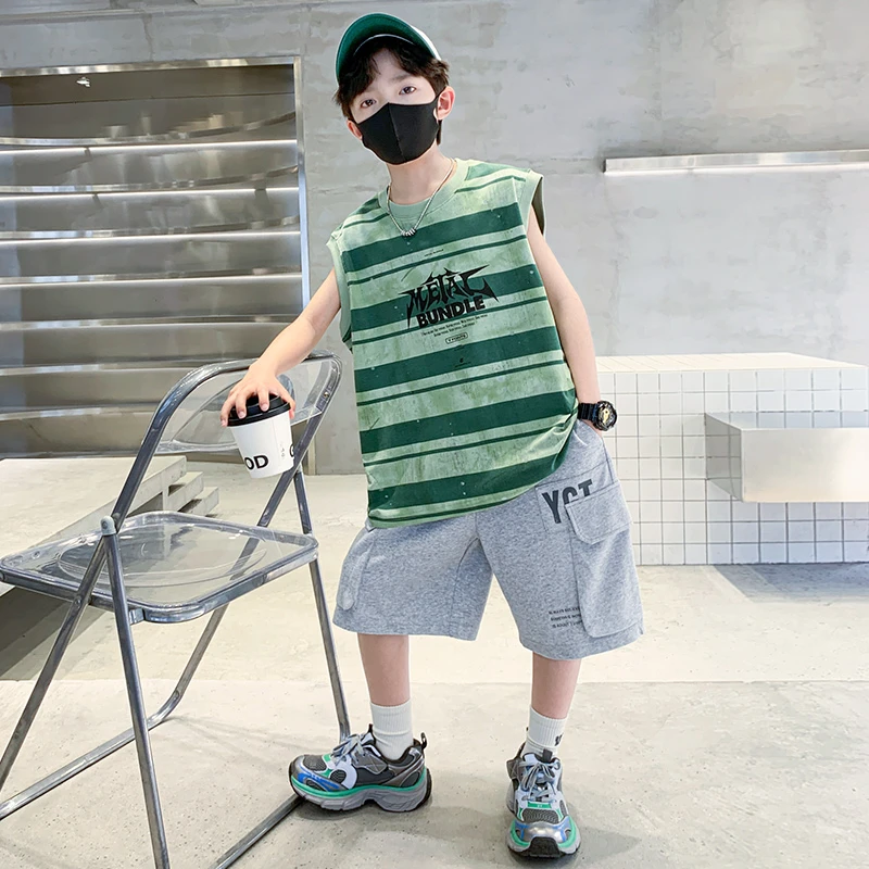 儿童装男童夏装速干无袖套装2025新款夏季中大童帅气夏款运动背心