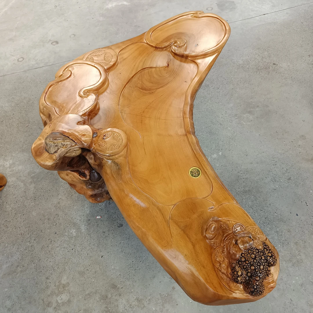 樟木根雕茶台*120*57*61