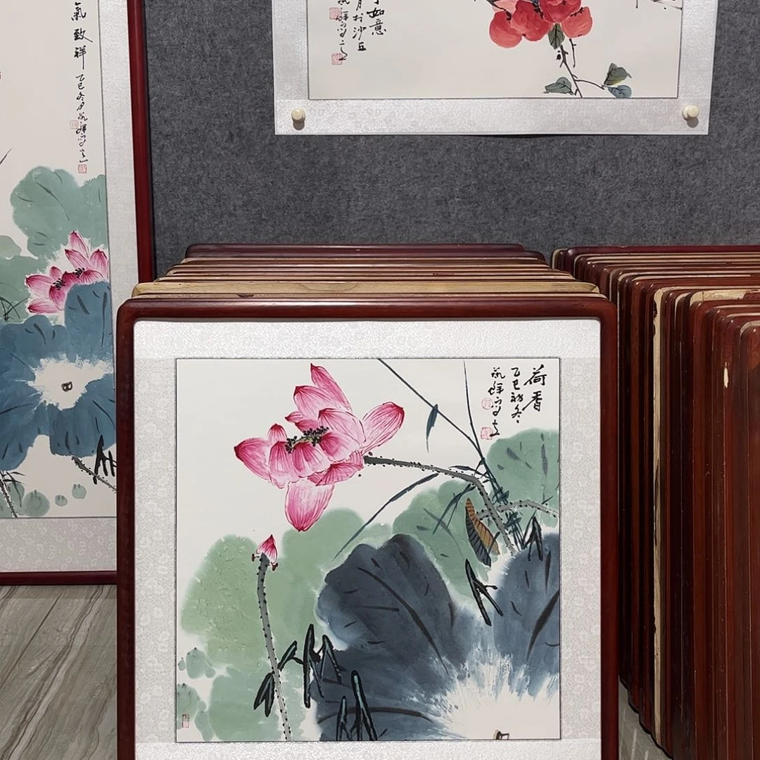 国画书画作品带框63×63