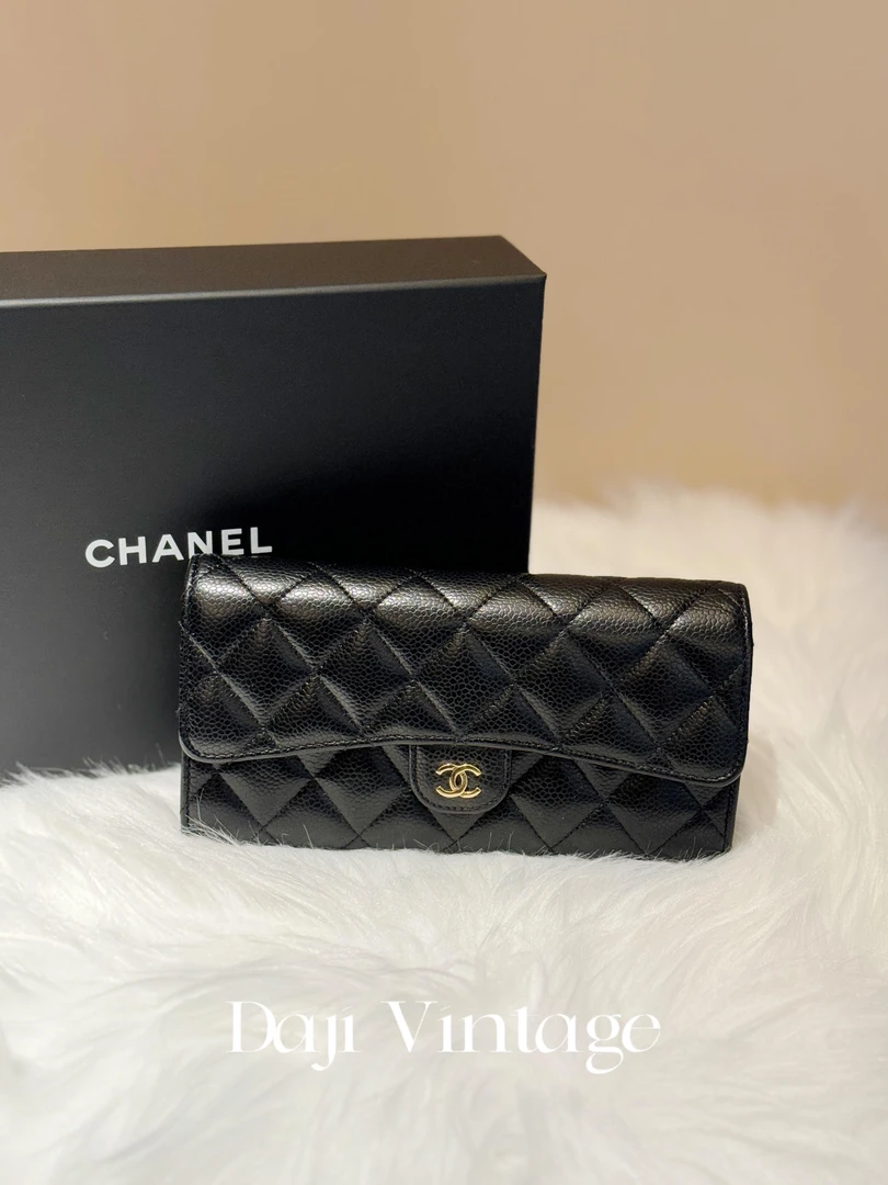 95新 Chanel/香奈儿 大吉中古/Chanel香奈儿黑金cf长钱包