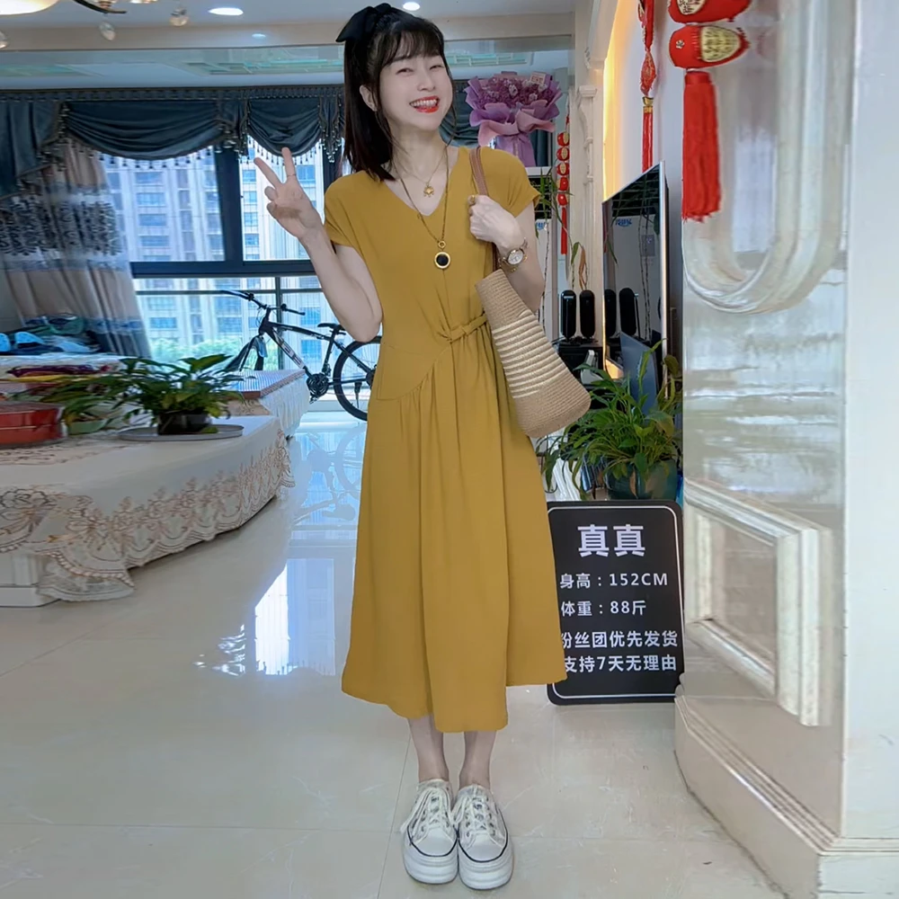 【运费补贴6-10】V领不褪色长裙赫本风夏季连衣裙女装法式性感风