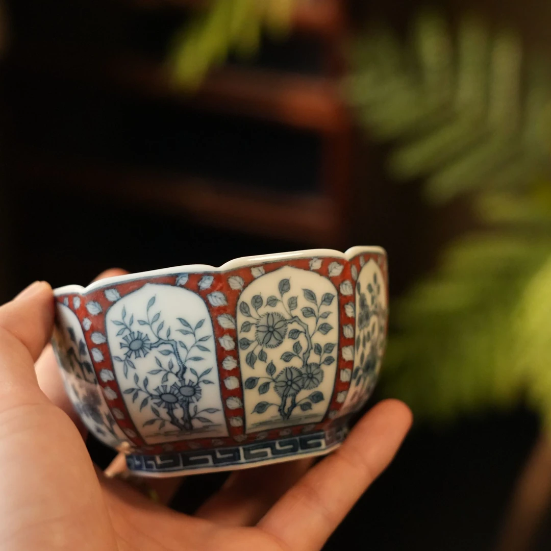 【雲梦】逸君堂-红地花卉柴窑八方杯