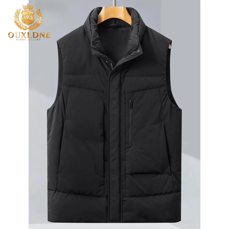 OUXLDNE 轻薄外套男士羽绒马甲冬季新款立领坎肩背心时尚保暖上衣