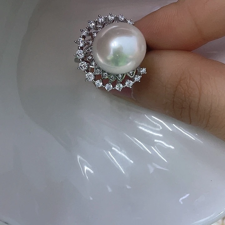 戒指淡水珍珠银S925镶嵌