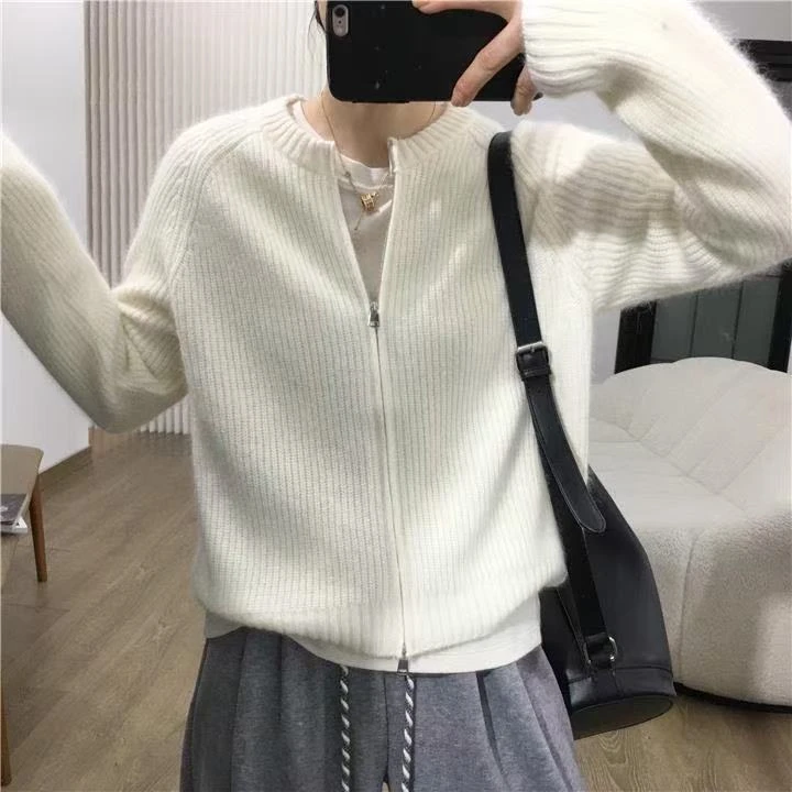 七言家  巨软！牛奶白双拉链毛衣开衫6