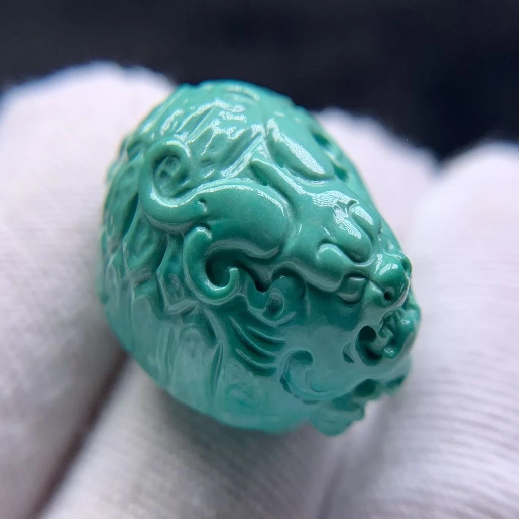 原矿高瓷绿料绿松石精品龙龟吊坠，瓷釉级，高瓷高色，尺寸17*22*13