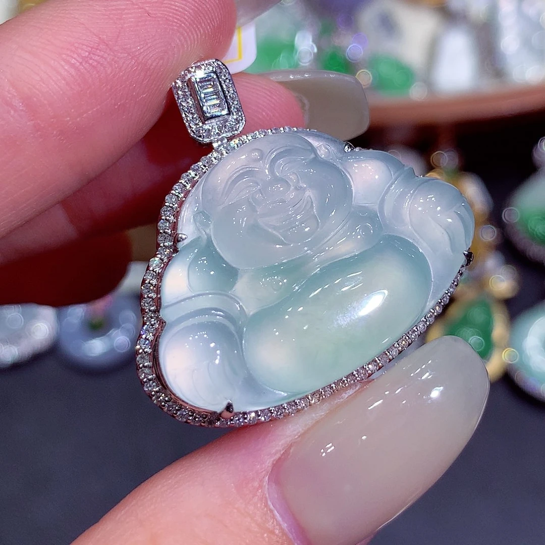 吊坠(不含链)18K金镶嵌翡翠