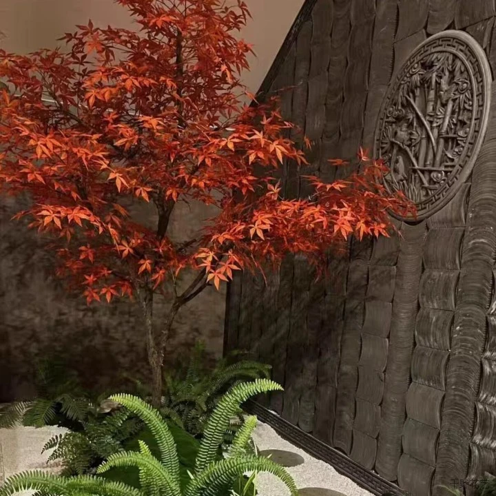 红枫树仿真树室内大型禅意景观楼梯口下造景装饰摆件客厅仿真绿植