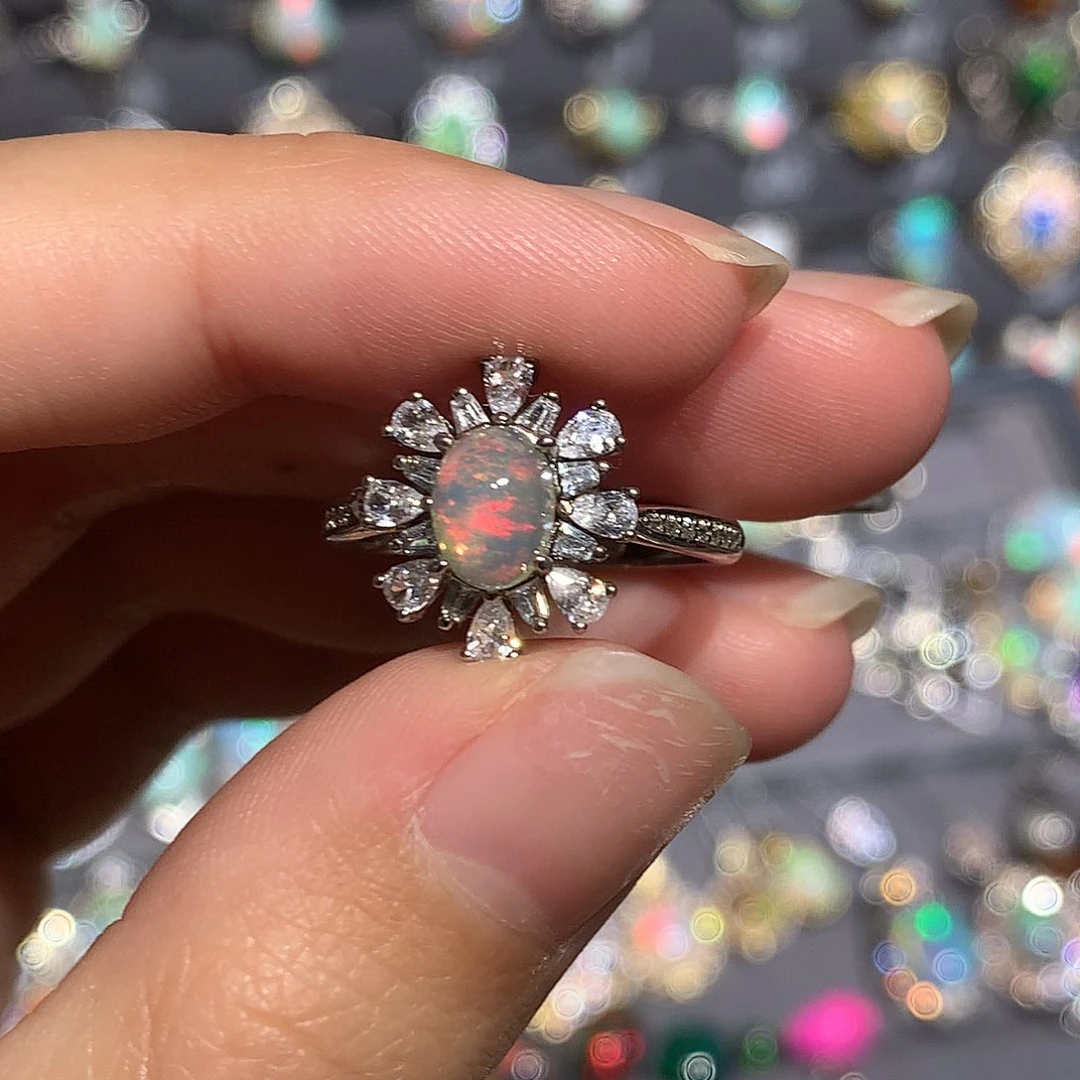 欧泊银S925镶嵌欧泊戒指y