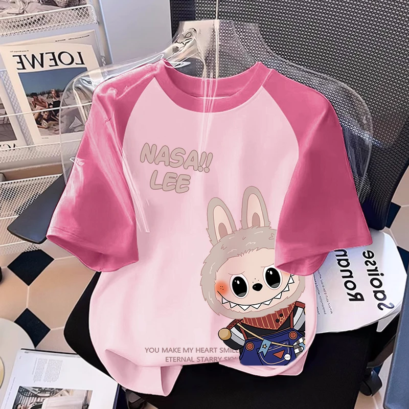 NASA粉色纯棉女童t恤短袖2025新款夏季女孩半袖童装儿童衣服ins女