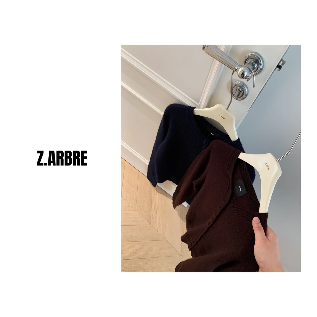 Z.ARBRE 超精致超细100%纯羊毛豆豆扣毛衣开衫女