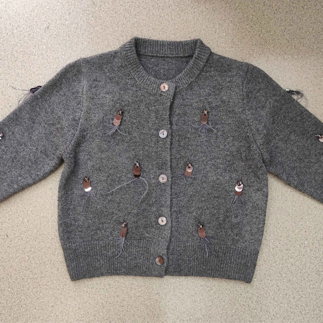 KYL可依莱-时尚纯色流苏两片针织圆领开衫4D2B2307