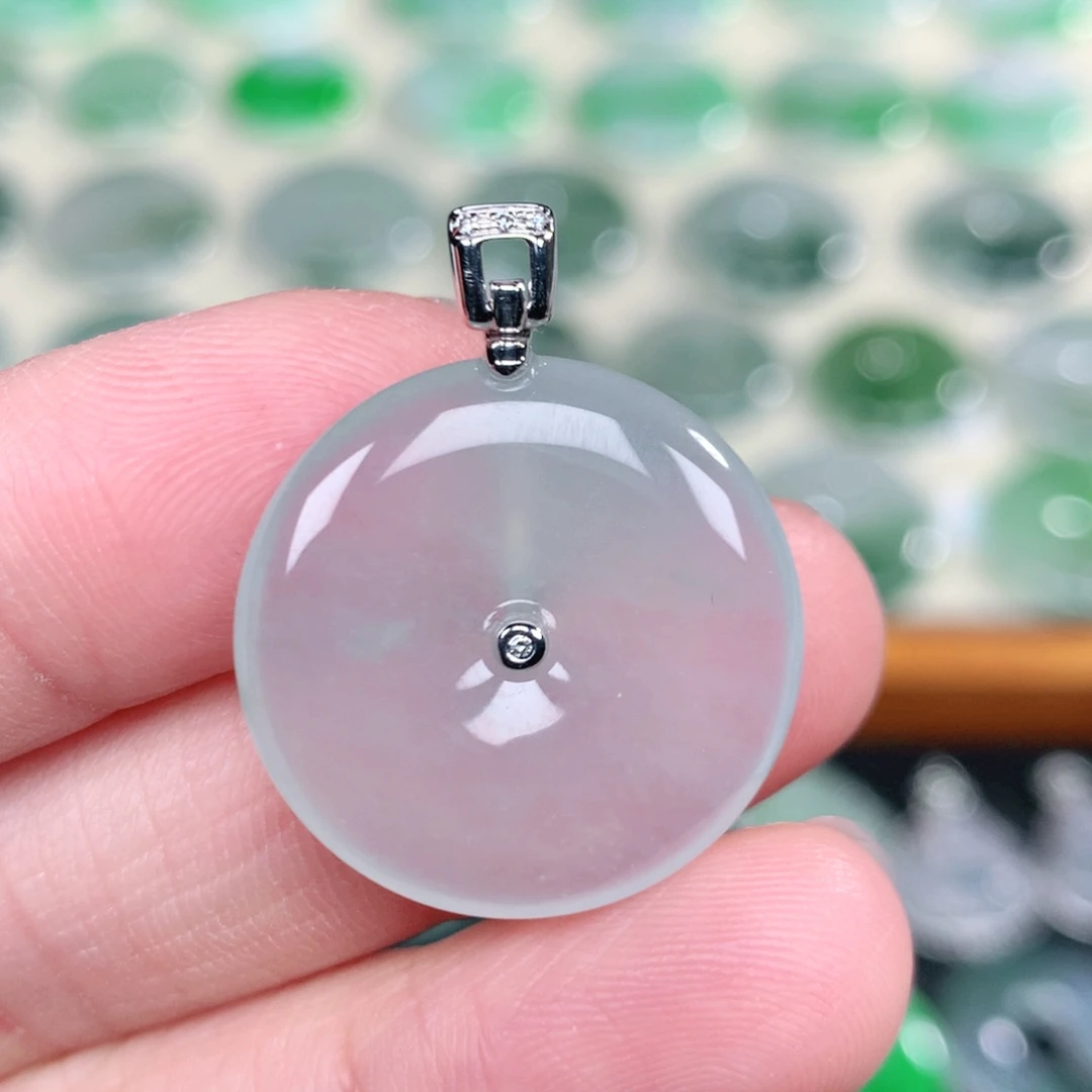 翡翠18K金镶嵌吊坠(不含链)28.5-22.7-4.2