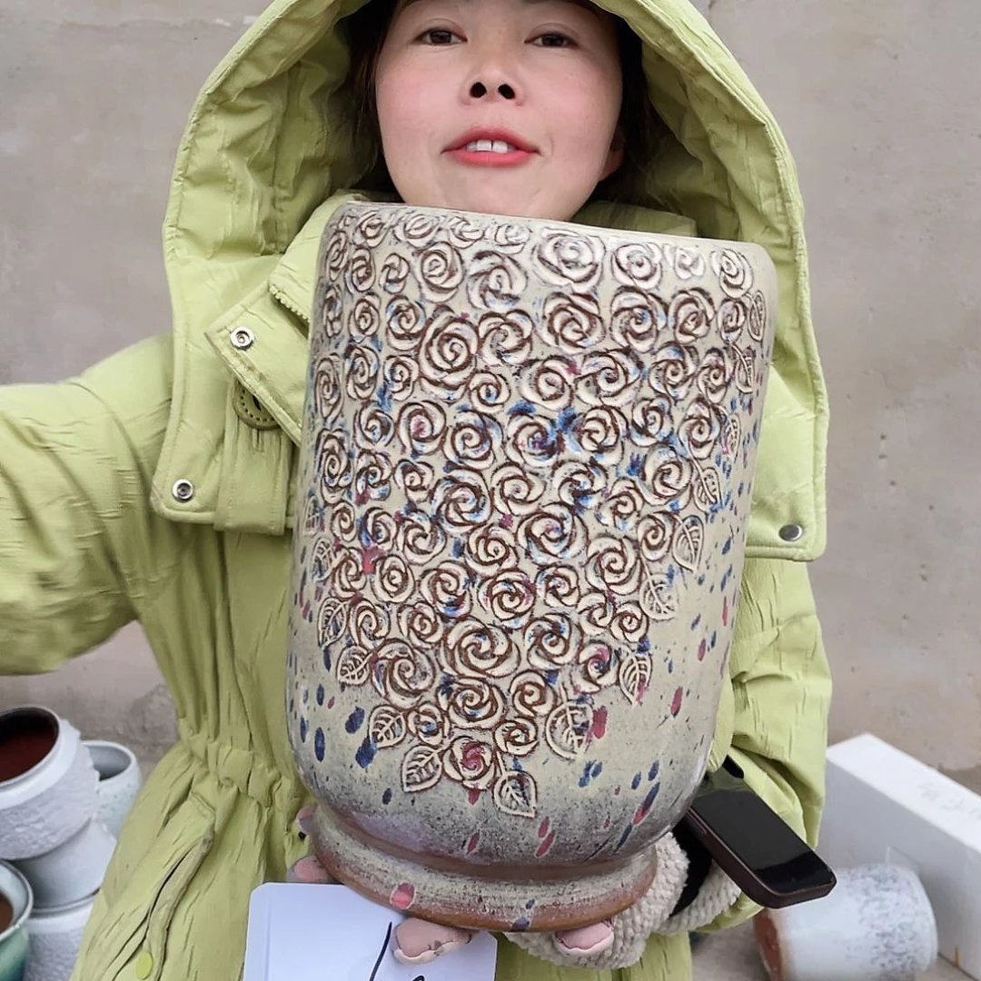 红陶王嫂花盆0211-210