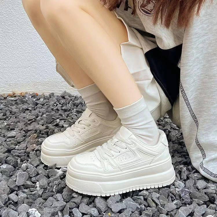 跟高5CM小白鞋女鞋2025春季新款运动鞋女款厚底休闲鞋子