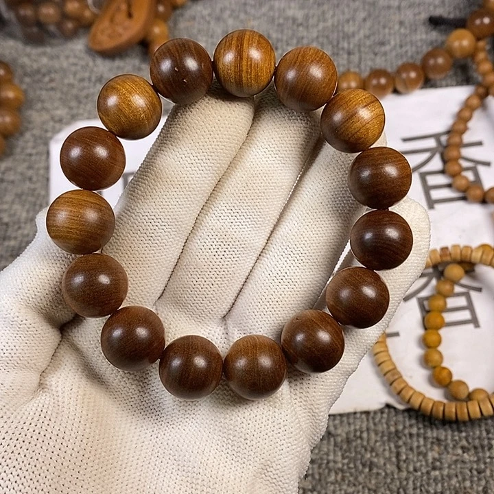 檀香木手串/手链老山檀香沙皮黑肉虎纹药香王1.5沉水