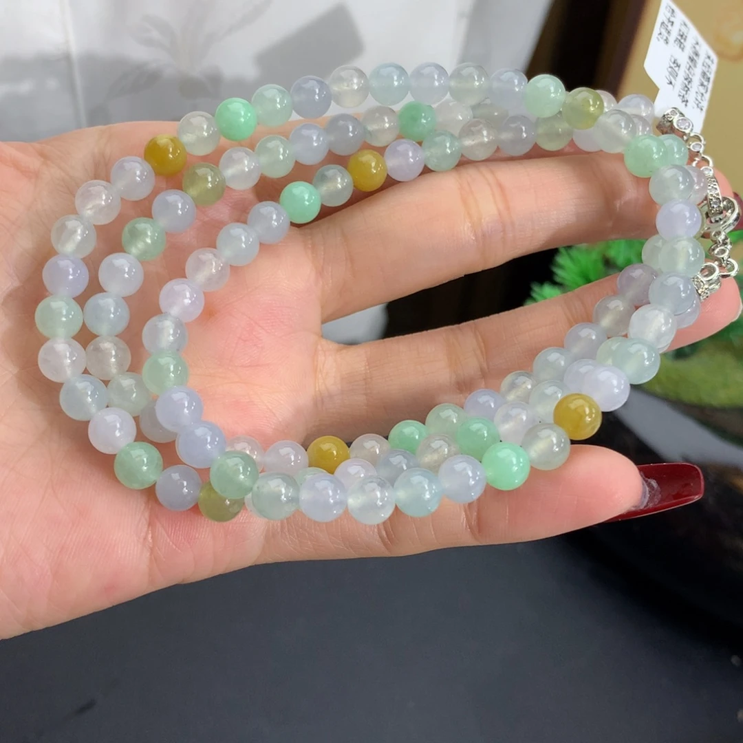 翡翠未镶嵌手串卡6冰胶多宝项链