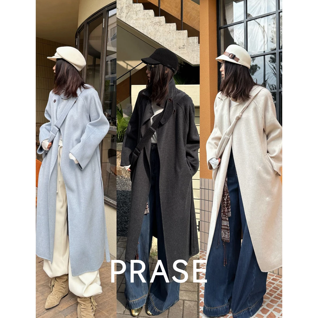 PRASE·噜【冬日情书】超细90支山羊绒羊毛大衣长款双面呢外套06578