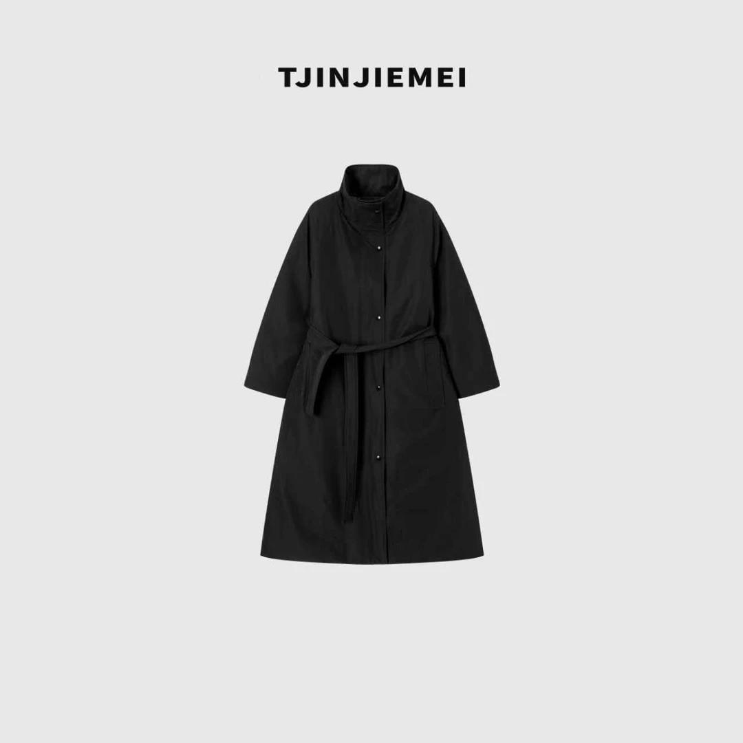 T井姐妹【长款风衣鹅绒】设计感韩系立领细腰带鹅绒服ERF2510-89090