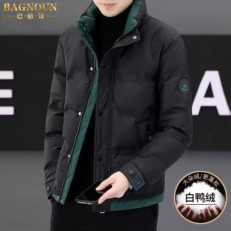 巴格奴羽绒服男士冬季新款时尚高端立领潮流韩版修身撞色短款外套