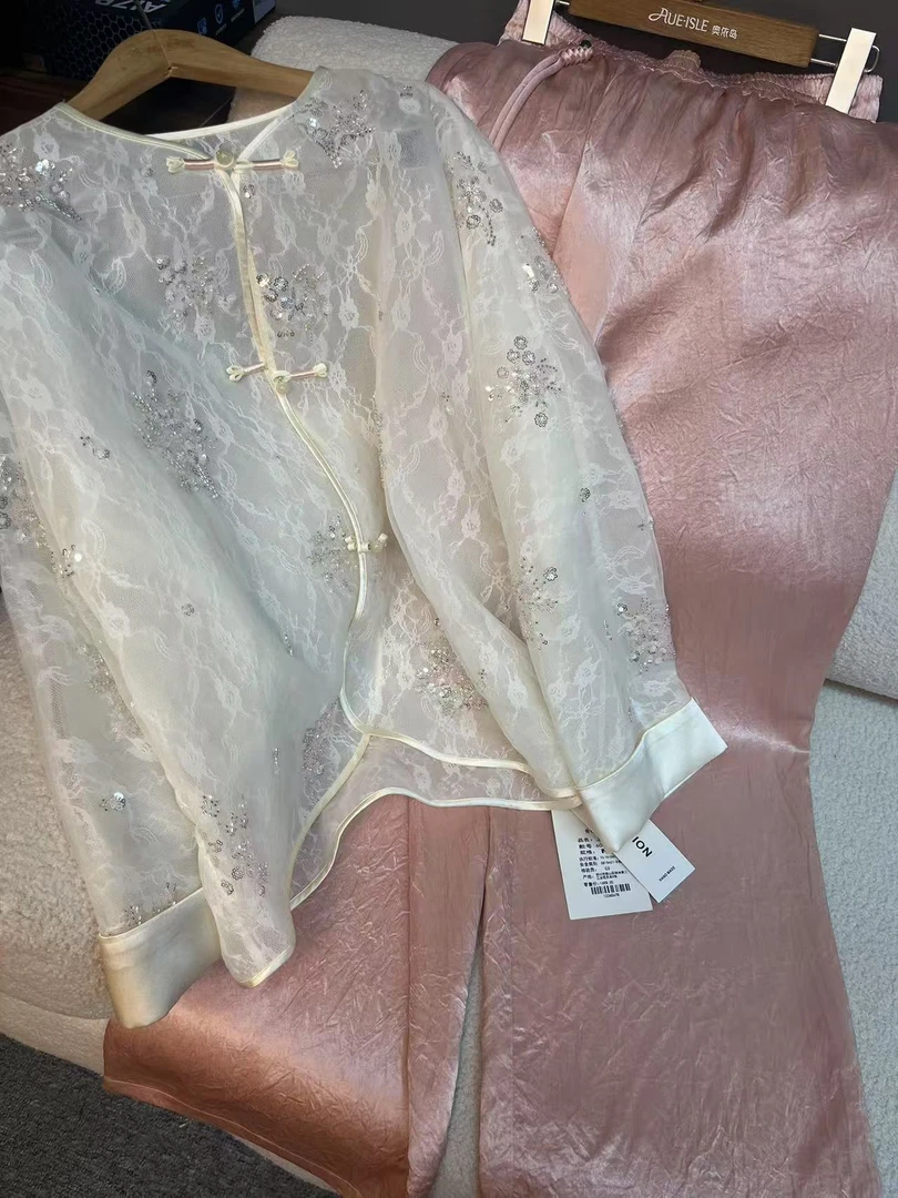 春秋中式国风高密刺绣外套女气质减龄垂直优雅套装6068+8229-1
