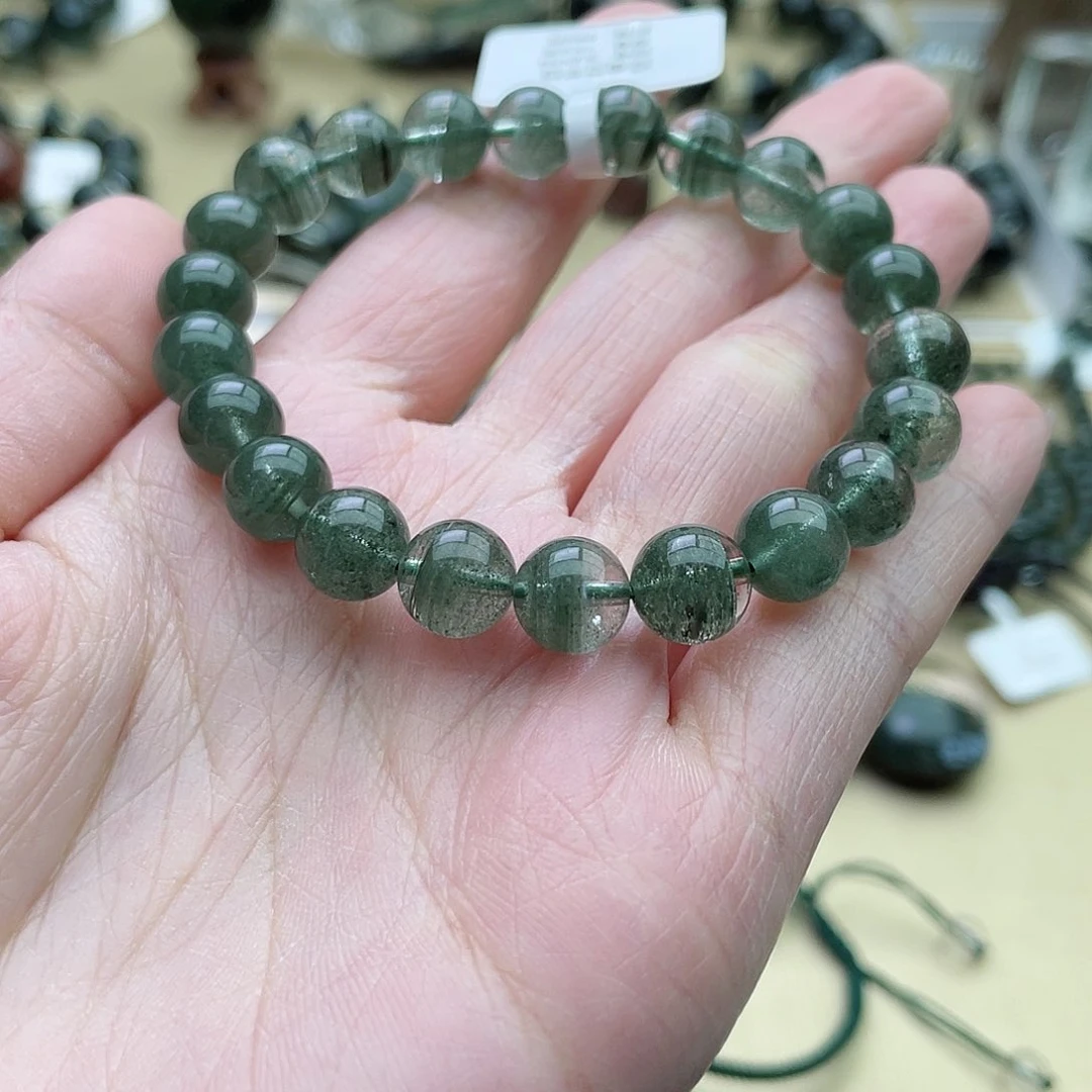 水晶手串未镶嵌温****店绿幽灵千层手串