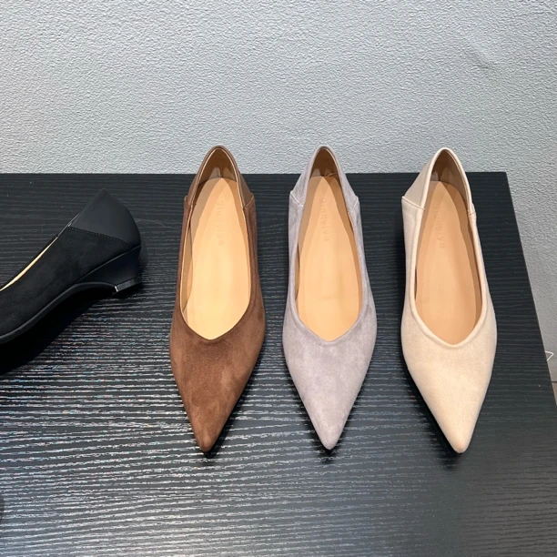 3公分平底鞋脚感绒面可踩脚两穿舒适有搭包头拖鞋低跟单鞋女