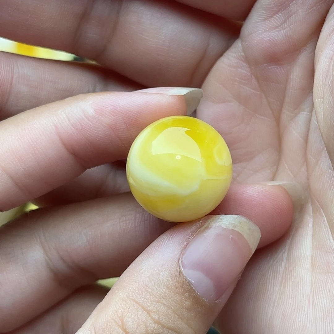 裸石琥珀未镶嵌蜜蜡圆珠梦卡十八