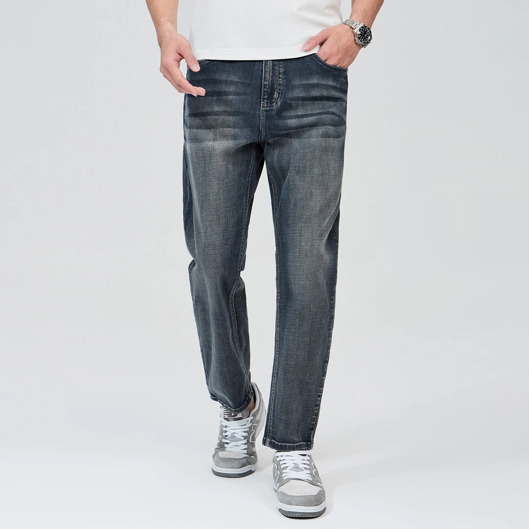 【冰氧吧】与狼共舞凉感透气25春夏复古水洗牛仔九分裤男