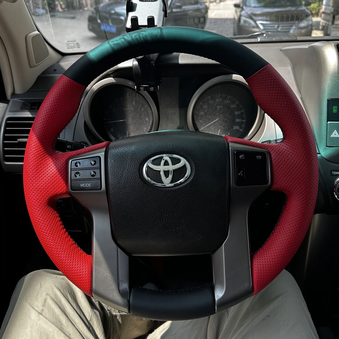 适用丰田霸道普拉多坦途专车专用手缝全包把套抗菌纳帕皮方向盘套