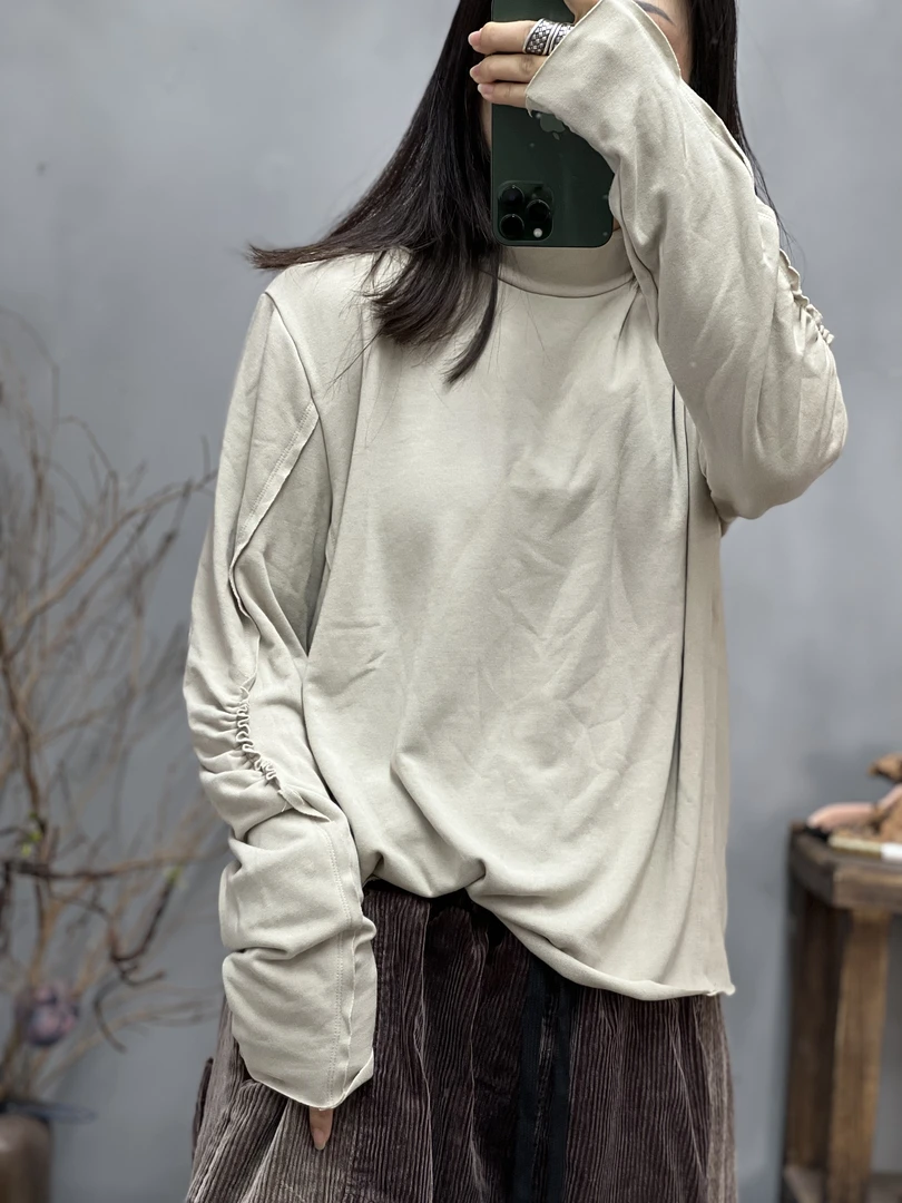 Y9 5822 秋季新品休闲百搭打底衫半高领女士上衣 胸围110衣长59