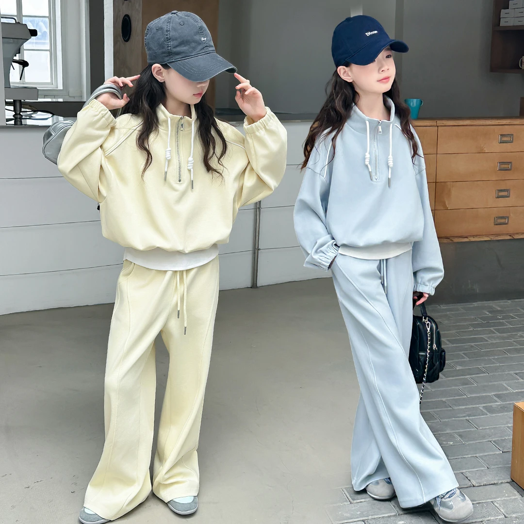 女童春秋新款运动套休闲韩版6-12岁中大童时尚洋气阔腿裤两件套