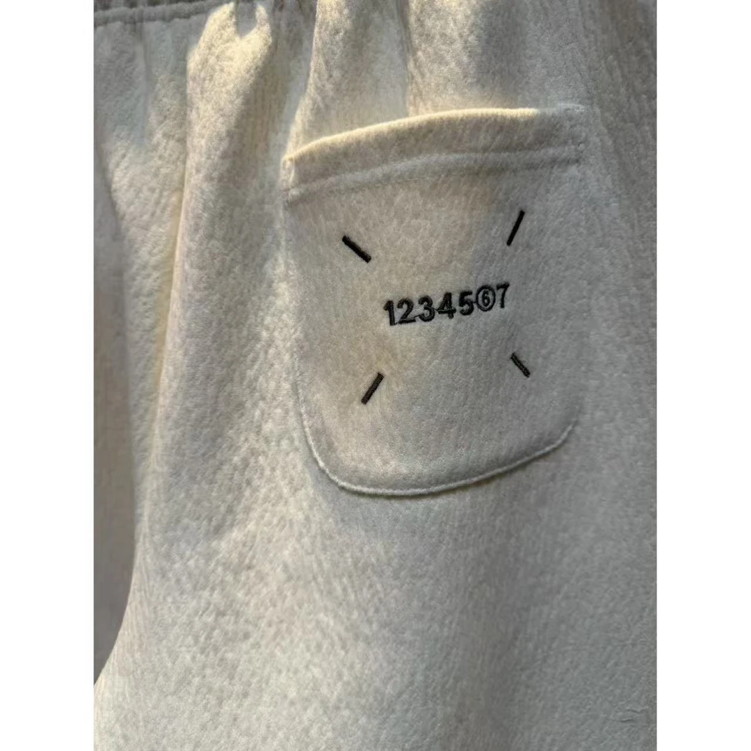 ICCLEK 高级杏色加厚纽扣抽绳收腰裤子百搭显瘦气质阔腿裤 - 9212