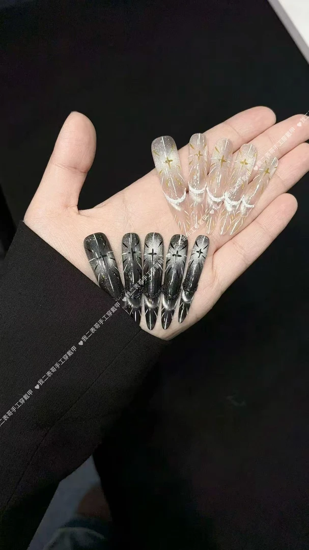 【神谕圣光】4.5纯手绘光束贝拉姐同款猫眼晕染立体手工穿戴甲美甲