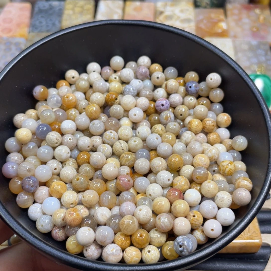 硅化玉未镶嵌颈饰散珠2米1克