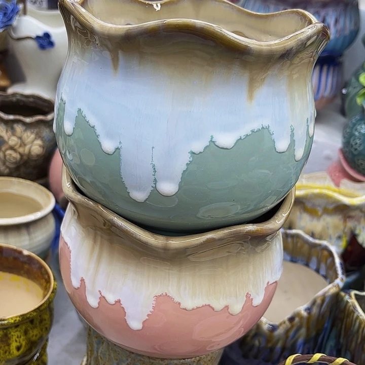 多肉绿植陶瓷花盆9.9包邮，有孔